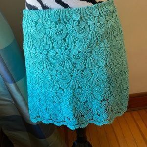 Zara aqua lace mini skirt size Medium
